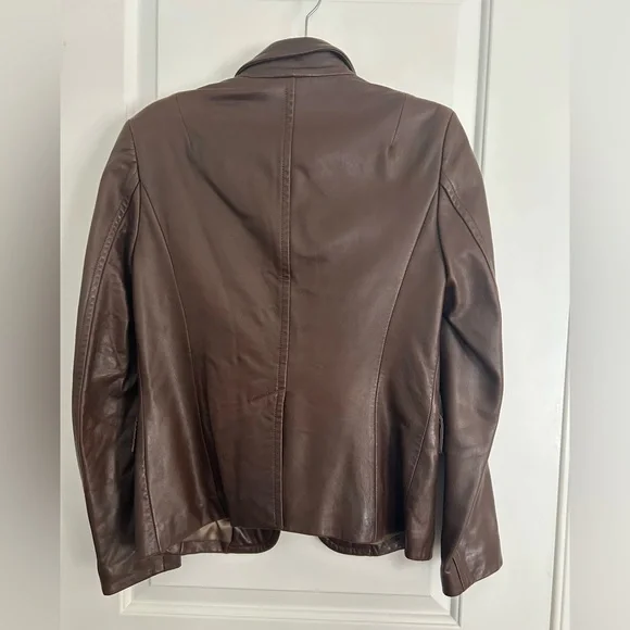Vintage J.Crew Leather Brown Blazer - Picture 5 of 9